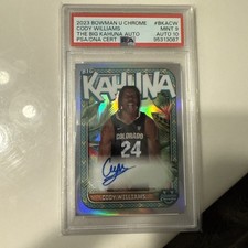 Cody Williams 2023-24 Bowman University Chrome The Big Kahuna Auto 036/150 PSA 9