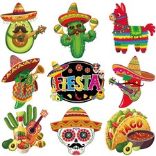 9 Pcs Large 11 x 14 Inch Cinco de Mayo Cutouts Bright Fiesta Party Decor