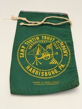 Camp Curtain Trust Company, borsa portamonete in tela per boy scout Harrisburg, Pa vintage