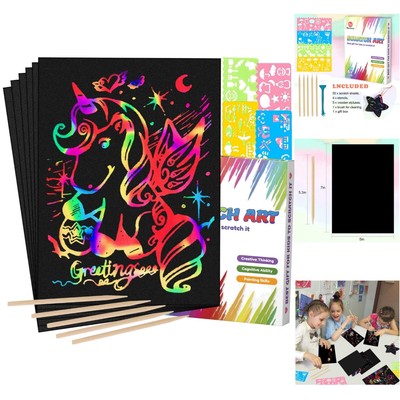 60Pcs Scratch Art Paper für Kinder - Rainbow Magic Scratch off Papierkunst un...