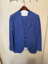 SUITSUPPLY LA SPALLA BRESCIA Men 40L 34W 100 Wool 3-Piece Suit - BLUE