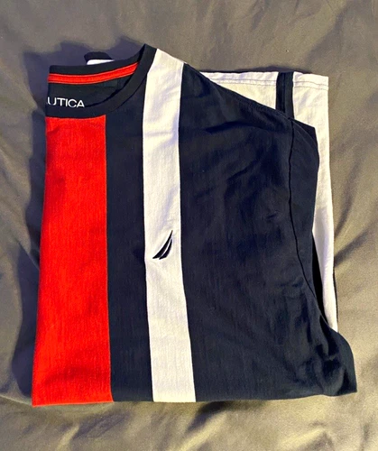 Nautica Men's Colorblock Logo Crew Neck Short Sleeve Cotton Jersey Tee 3XL - product listing photo