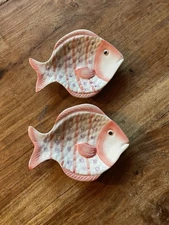 Tranquillo Fish Trinket Dish, Sm Spoon Rest, Teabag Holder Set Of 2, 4.6” X 3.3”
