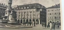 BOLZANO 1932  HOTEL CITY  and CAFFE  GRANDE ITALY   ANTIQUE POSTCARD TRAVELLED