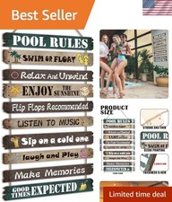 Charming Outdoor Wall Art: 10 Funny Pool Rules Signs   Decorative Wood Plaque