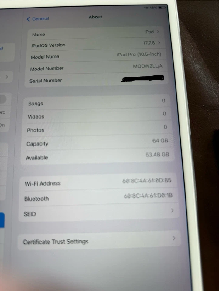 Apple iPad Pro 10.5" Wi-Fi 64GB Silver Tablet iPadOS 17.7.8 - Image 2 of 4