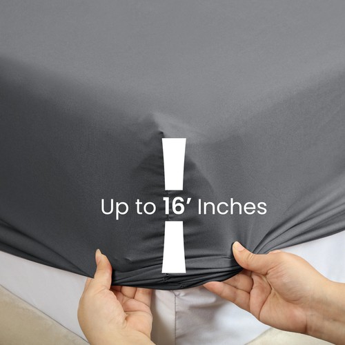 1800 Deep Pocket Fitted Sheet Queen King Fully Elastic Fitted Sheets Bed Sheets - Picture 89 of 102