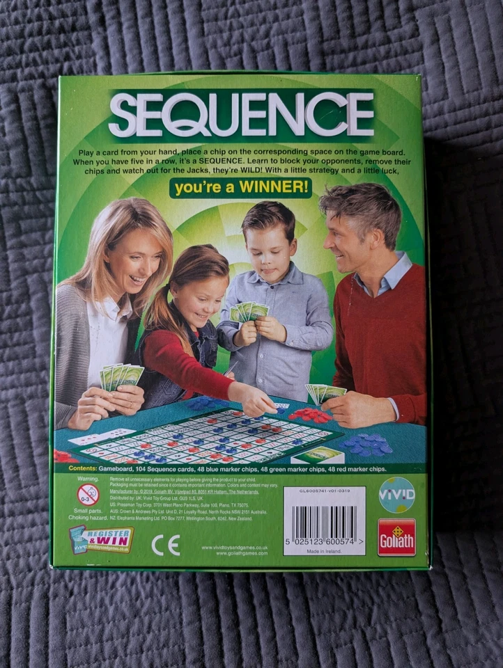 Sequence Board Game Goliath 2019 All Complete Very Good Condition - Image 2 of 4