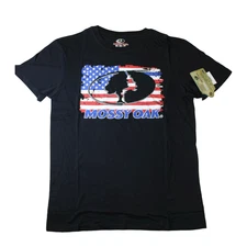 Mossy Oak T-Shirt Men's Size Large Black Short Sleeve Patriotic Logo Print NWT