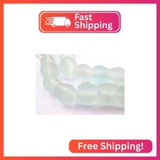The Bead Chest Clear Aqua Hexagon Java Recycled Glass Beads - Full Strand of Fac