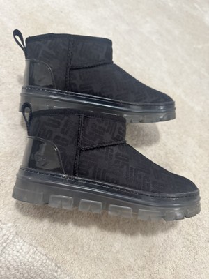 UGG CLASSIC ULTRA MINI MONOGRAM CLEAR BLACK WATER-RESISTANT BOOTS