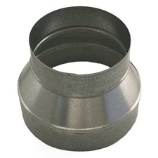 Round Duct Reducer, 9 in x 7 in Duct Dia, Galvanized Steel, 24 ga GA, 9 in W, 6"