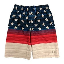 Under Armour Boys Swim Trunks YLG L, 14/16 Patriotic American Flag Stars Stripes