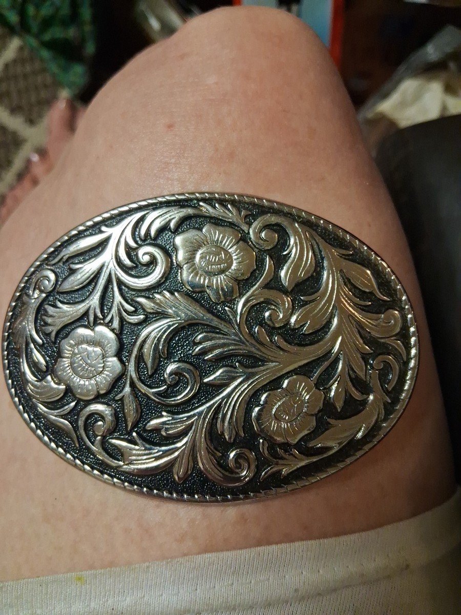 Big Silver Floral Belt Buckle | eBay display picture 2