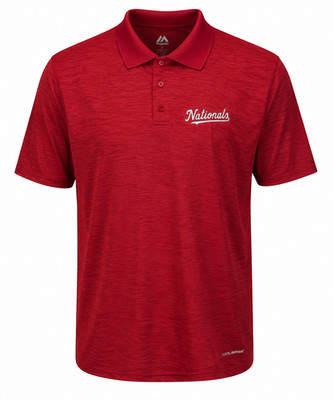 Majestic Herren Washington Nationals 3-Knopf Poloshirt Kurzarm Rot, Größe L