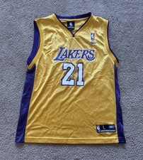 Boys Vintage Reebok Los Angeles Lakers Brandon Rush #21 Gold Jersey Sz Large