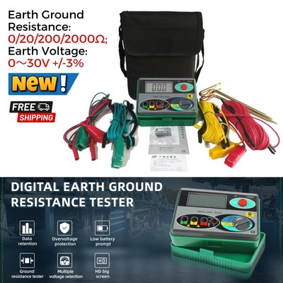 0-2000 Ohm Digital Earth Ground Resistance Tester Multimeter for Electric System
