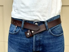 Handmade Genuine Men's Belt Full Grain Leather Without Buckle Heavy Duty Western