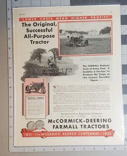 Original 1931 Farmall Tractor Advertisement - 第 1/3 張圖片