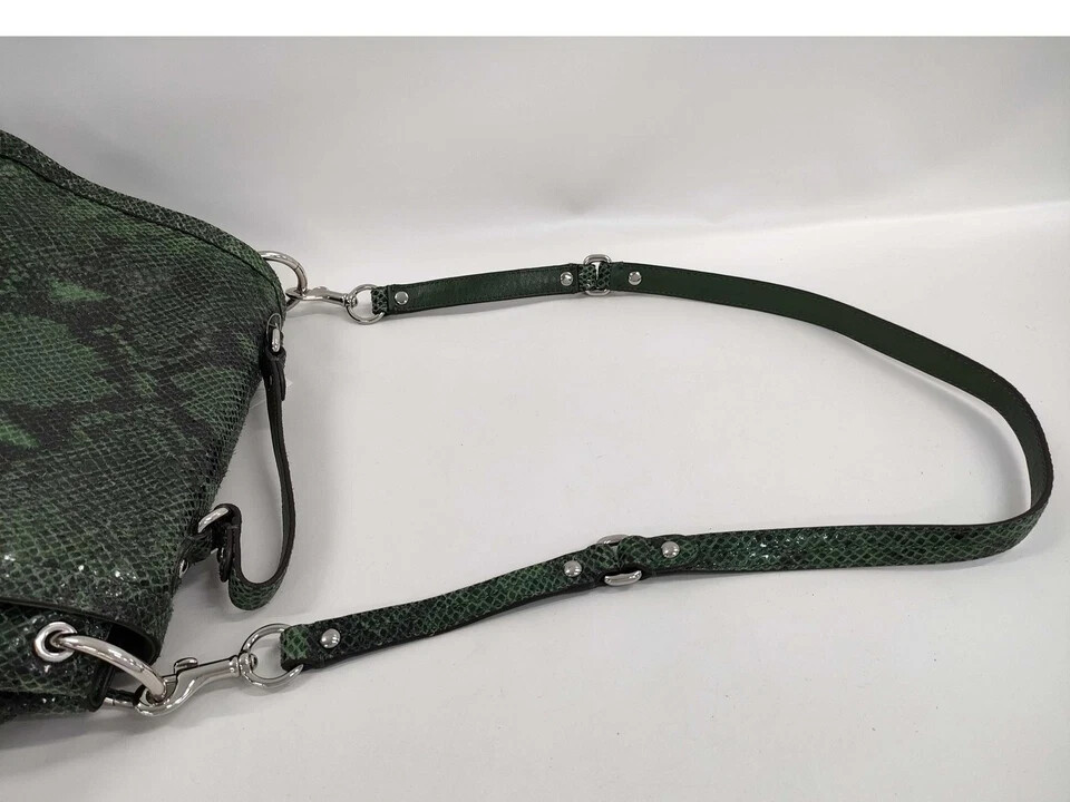 COACH Shoulder Bag Green Python Embossed Leather … - image 8