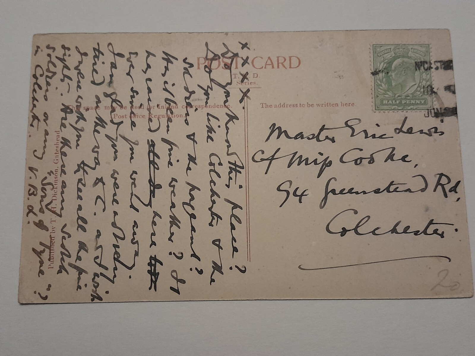 Antique / Vintage Postcard Church Road Gosforth, Newcastle On Tyne eBay