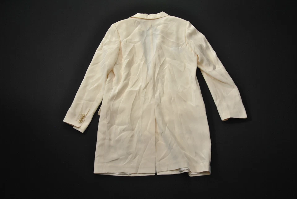 Chaqueta Blazer Kiton Mujer Seda Manchada Talla 44 Marfil Dorado Botones 5624GL Foto 3 de 4