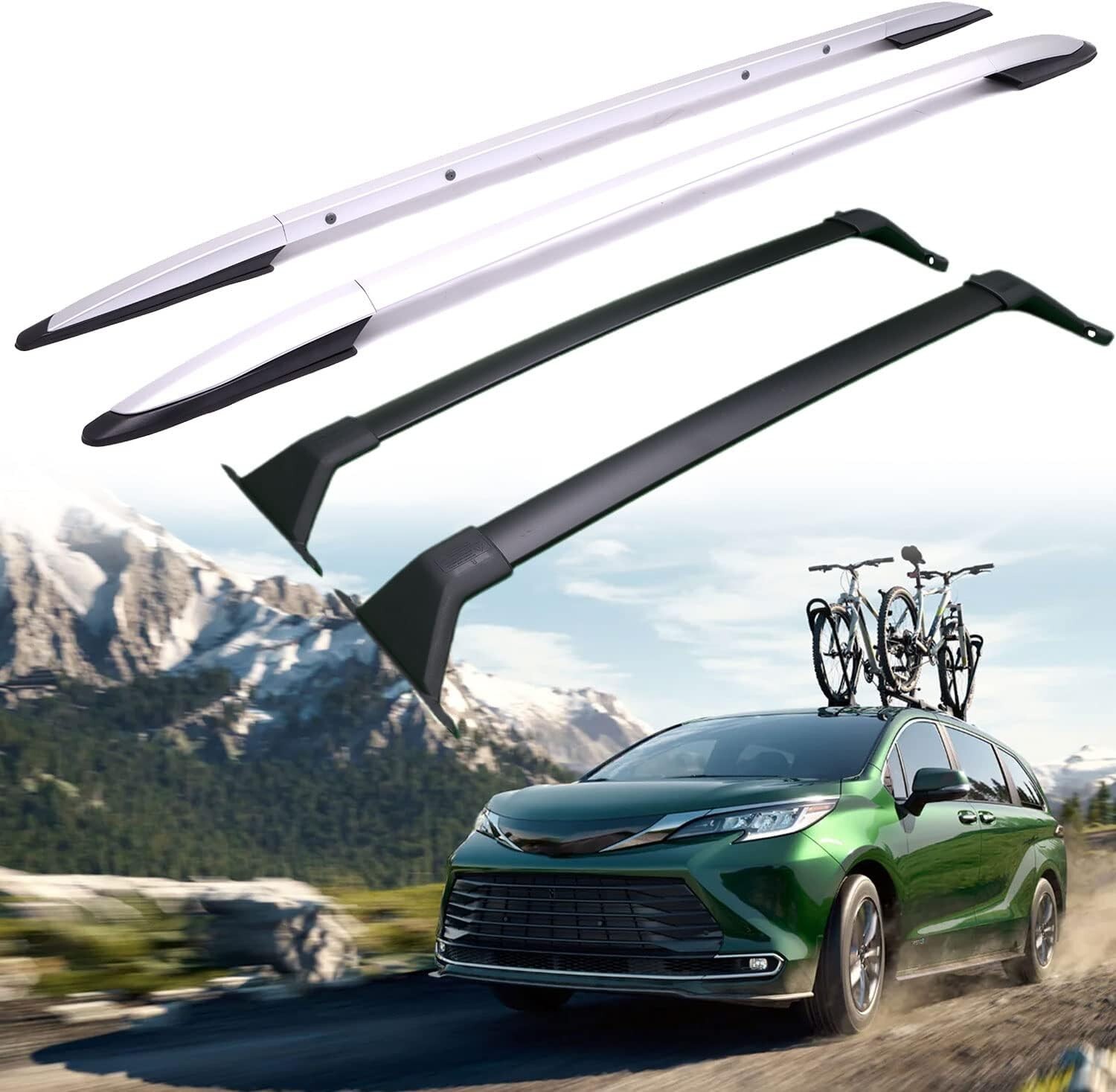 4Pcs Fits for 2021-2023 Toyota Sienna XL40 Roof Rail Racks Cross Bars ...