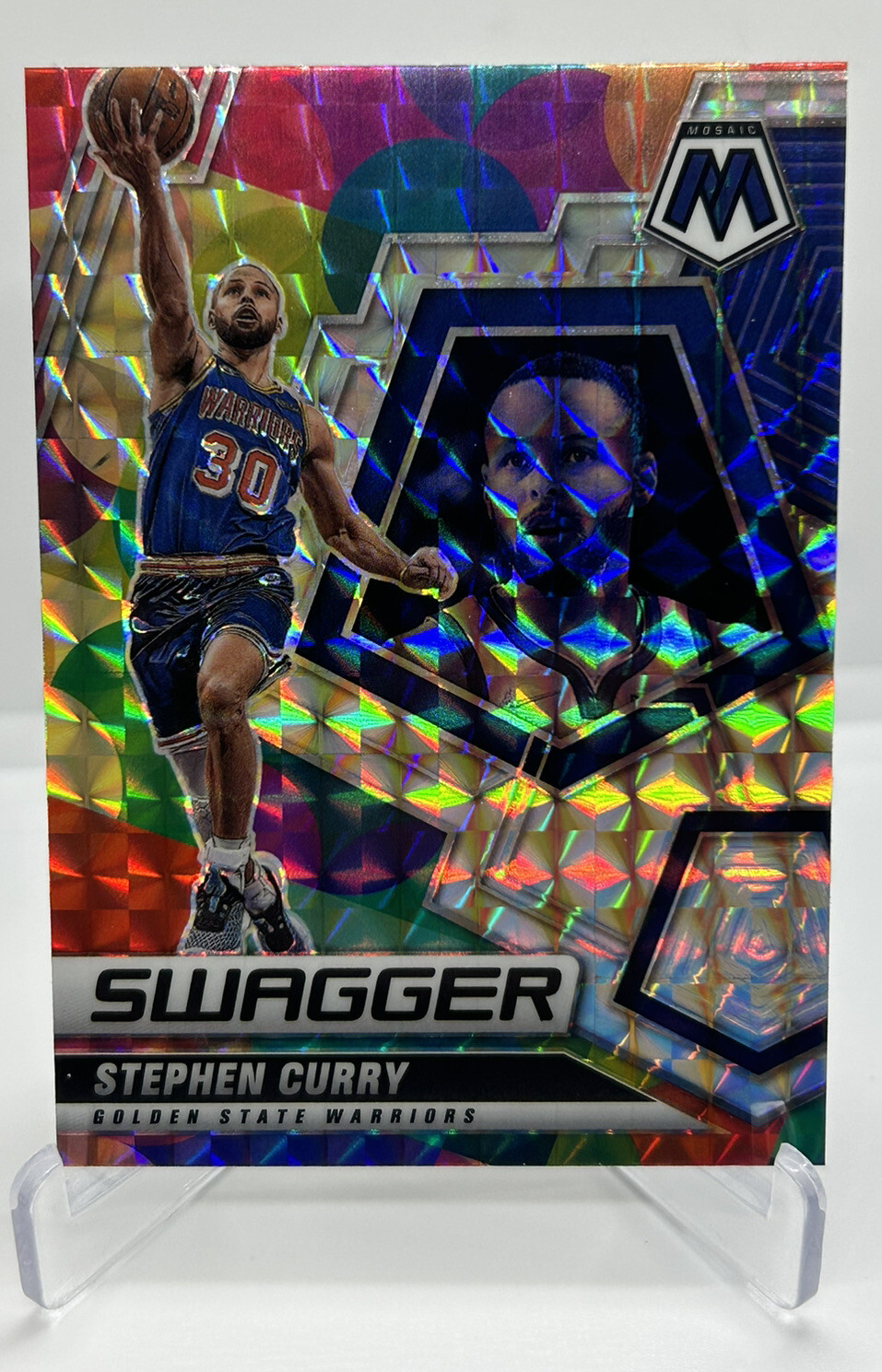 Stephen Curry 2021-22 Panini Mosaic #1 Swagger Asia Prizm Steph Insert SP