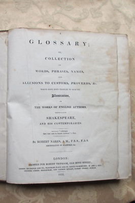 Robert Nares. A Glossary of Words, Phrases ..in Shakespeare. 1822