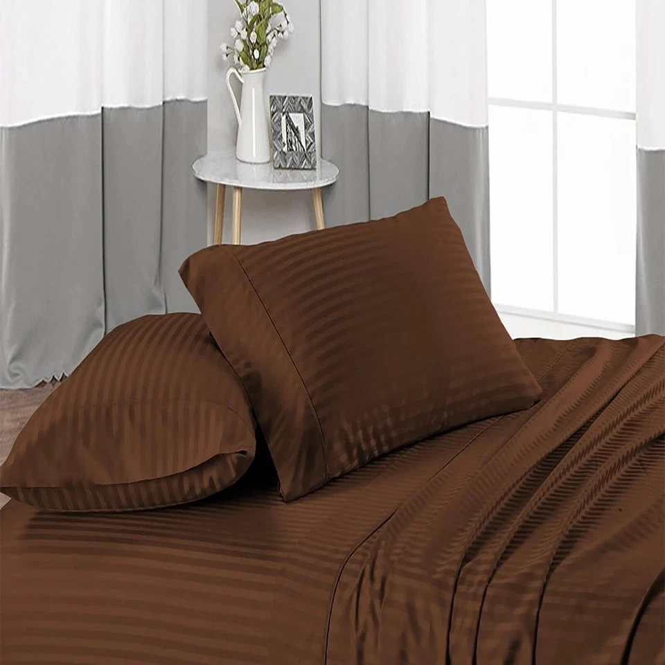 Branded Duvet Collection Egyptian Cotton Select Size & TC Chocolate Stripes - Image 4 of 4