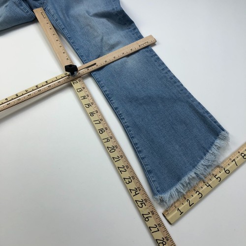 Pantalones de mezclilla BOHO MARCO Le Crop mini bota deshilachada 26 (se adapta a 27W 26L) tiro medio - Imagen 5 de 11