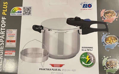 Schnellkochtopf /Kochtopf 6 Liter XL ELO mit Einsatz NEU/OVP ink DHL