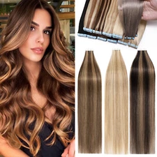 16"-26" Adhesive Tape In Hair Extensions Super Stick Invisibel Real Human Hair