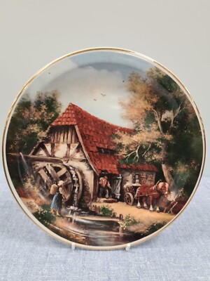 Purbeck Keramik Dorfleben ''Wassermühle'' Teller von Elisabeth Paetz-Kalich