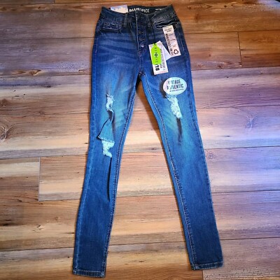 Blue SPICE Recycled Denim High Waist Skinny Fit Dark Blue Jeans Size O 