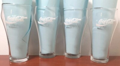 Set of 4! Enjoy Coca Cola Coke Bell Top Soda Fountain Glass Vintage 80's/6'' Tall