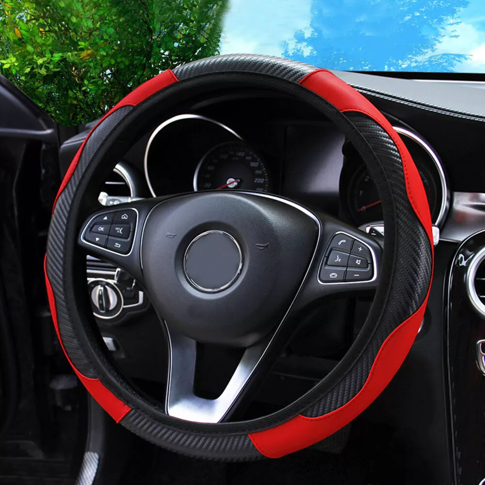 15 Red Car Microfiber Leather Steering Wheels Cover Accessories