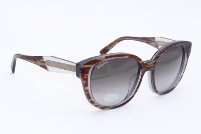 SALVATORE FERRAGAMO SF 895SA 027 BROWN HORN GRADIENT AUTHENTIC SUNGLASSES 56-17