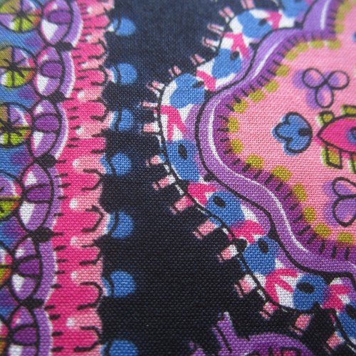 50cm x 91cm Vintage Cotton Retro Sewing Fabric 1960s Purple Pink Paisley Stripe - Picture 4 of 8