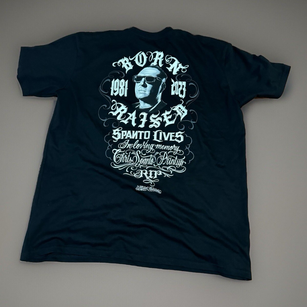 Born X Raised Spanto Lives Mr Cartoon Tribute Black T Shirt XL Los 