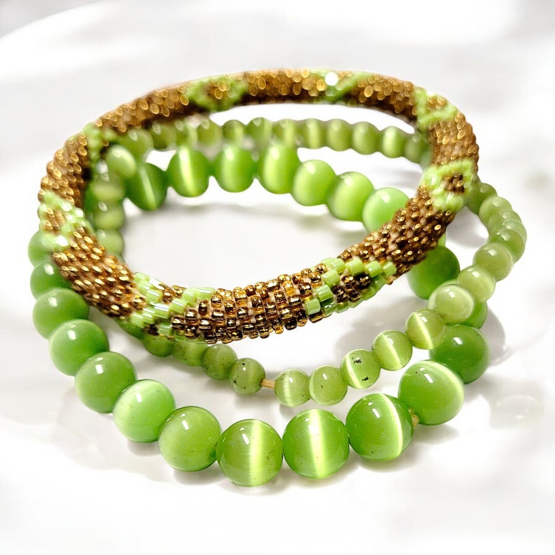 vintage beaded stackable bracelets - image 1