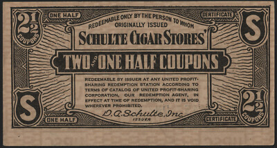 Schulte Cigar Stores/United Profit Sharing Coupon (Two and ½ Coupon: #224457 DM)