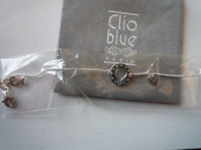 SUPERBE BRACELET "CLIO BLUE" ARGENT 925/COEUR AJOURE ARGENT/NEUF/POCHON GRIFFE - Photo 1/3