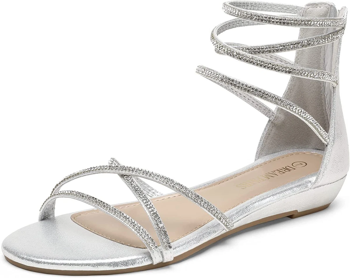 DREAM PAIRS Women s Ankle Strap Rhinestones Low Wedge Sandals