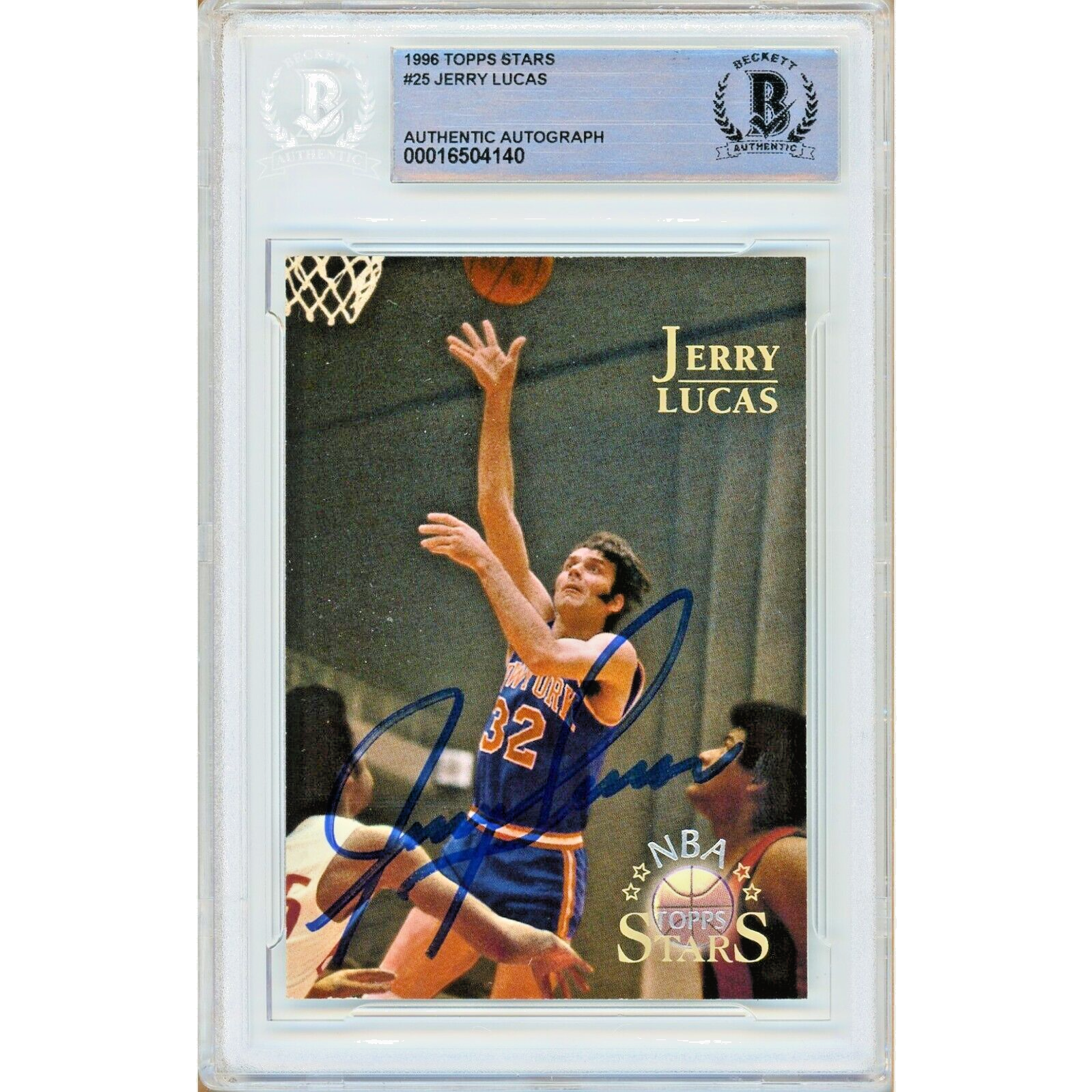 Jerry Lucas New York Knicks Auto 1996 Topps Stars Basketball Signed BAS Auth HOF