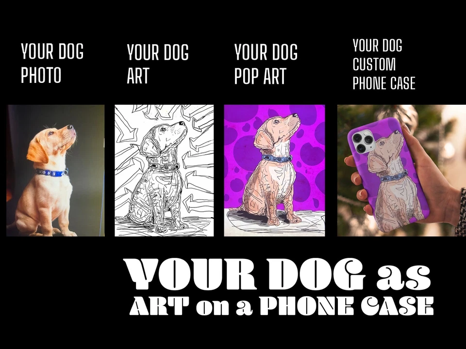 Funda Personalizada Personalizada para Teléfono Mascota Perro Arte Se adapta a iPhone o Android Foto 2 de 4