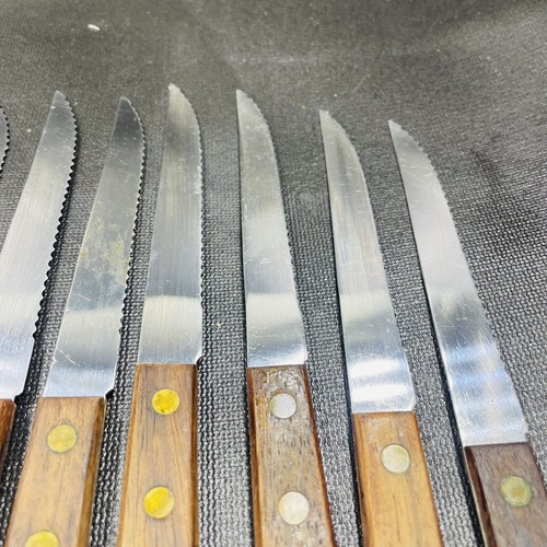 Vtg Japanese Knives 11pc Mix Knife Set Wood Handle Stainless Steel Rustic Cabin - Picture 7 of 13
