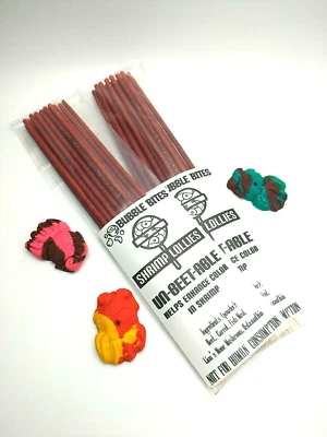 BUBBLE BITES Shrimp Lollie Sticks 60 ct (30 Un-Beet-Able + 30 Pop Eye) + Holder