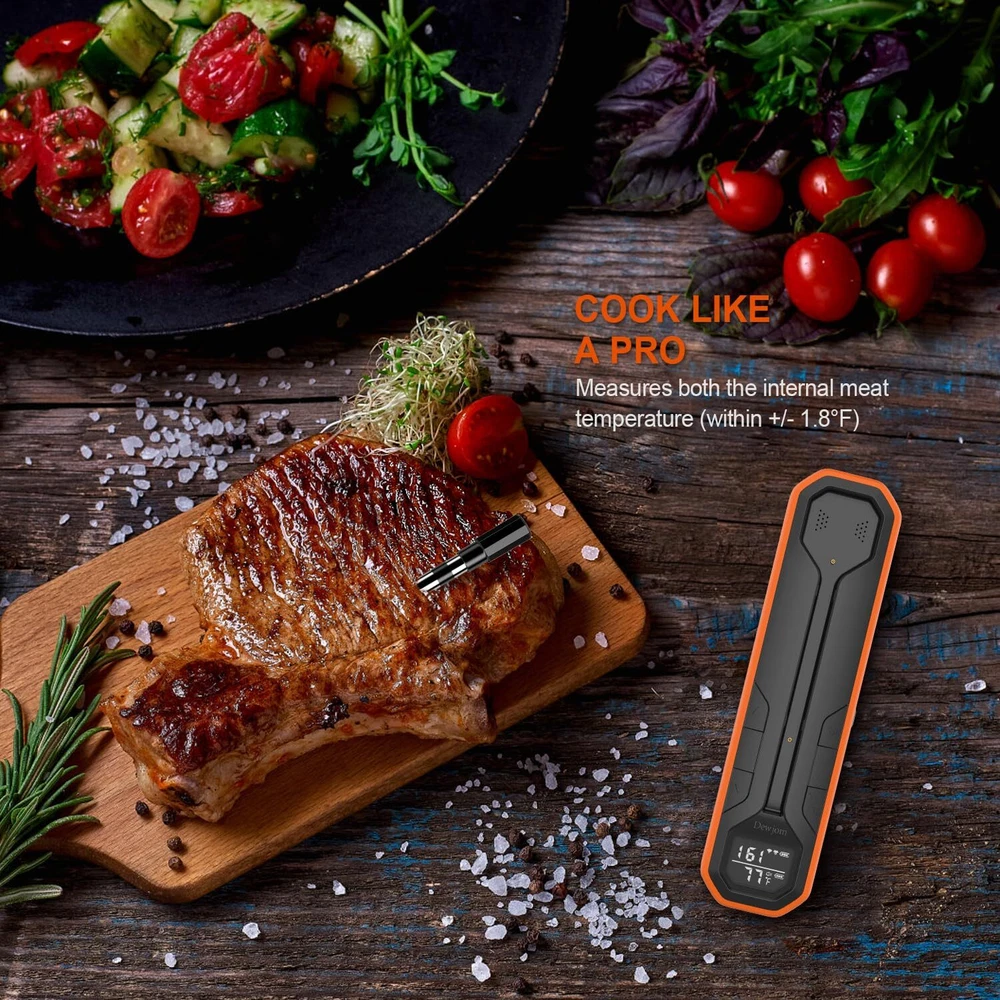 Wireless Meat Thermometer 500Ft Remote Range Food Digital Cooking BBQ Oven Grill