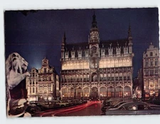 Postcard Kings House by night Old market place Brussels Belgium